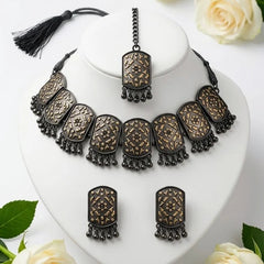 Black Polish Oxidized Choker Jewelry Set