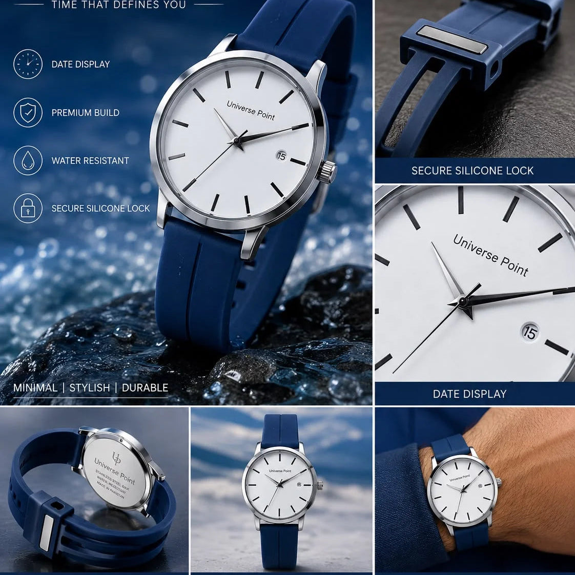 Universe Point Minimalist Silicone Strap Quartz Watch