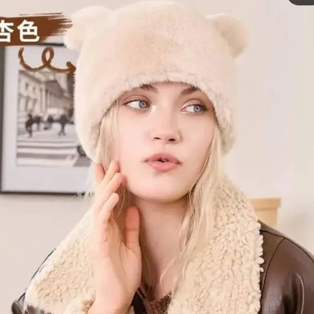 Bear Fur Woolen Cap (Random Colour)