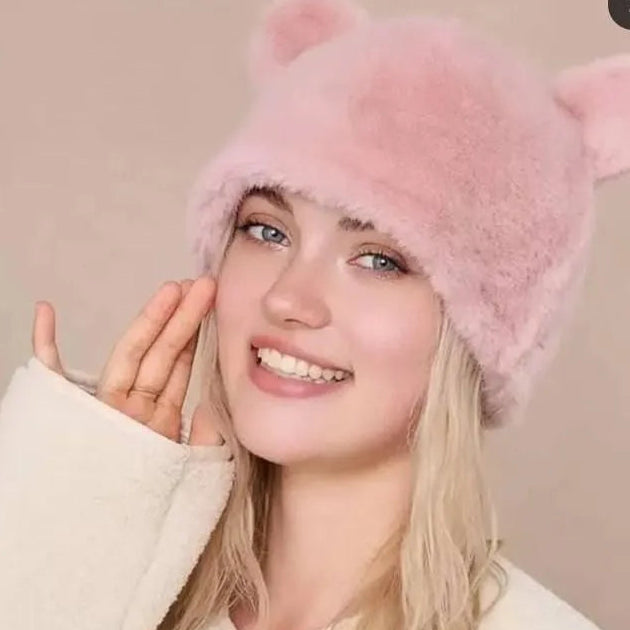 Bear Fur Woolen Cap (Random Colour)