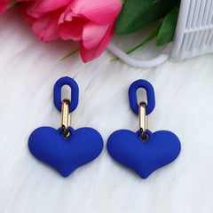 Matte Acrylic Heart Link Drop Earrings