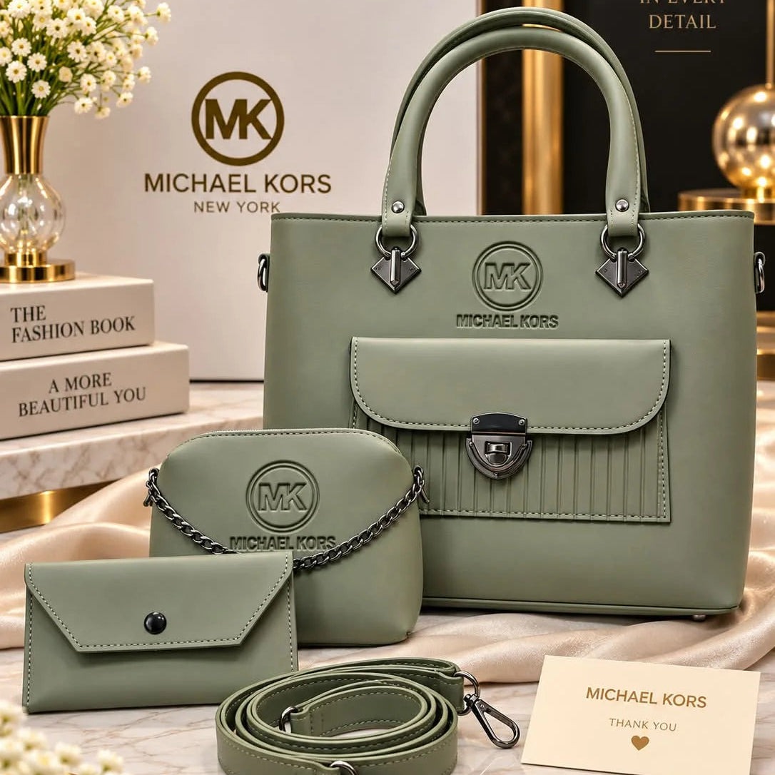 Michael Kors Handbag Set with Crossbody Pouch and Wallet - 3 Piece
