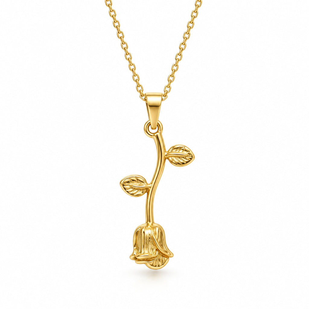 Stainless Steel Gold Rose Pendant for Women