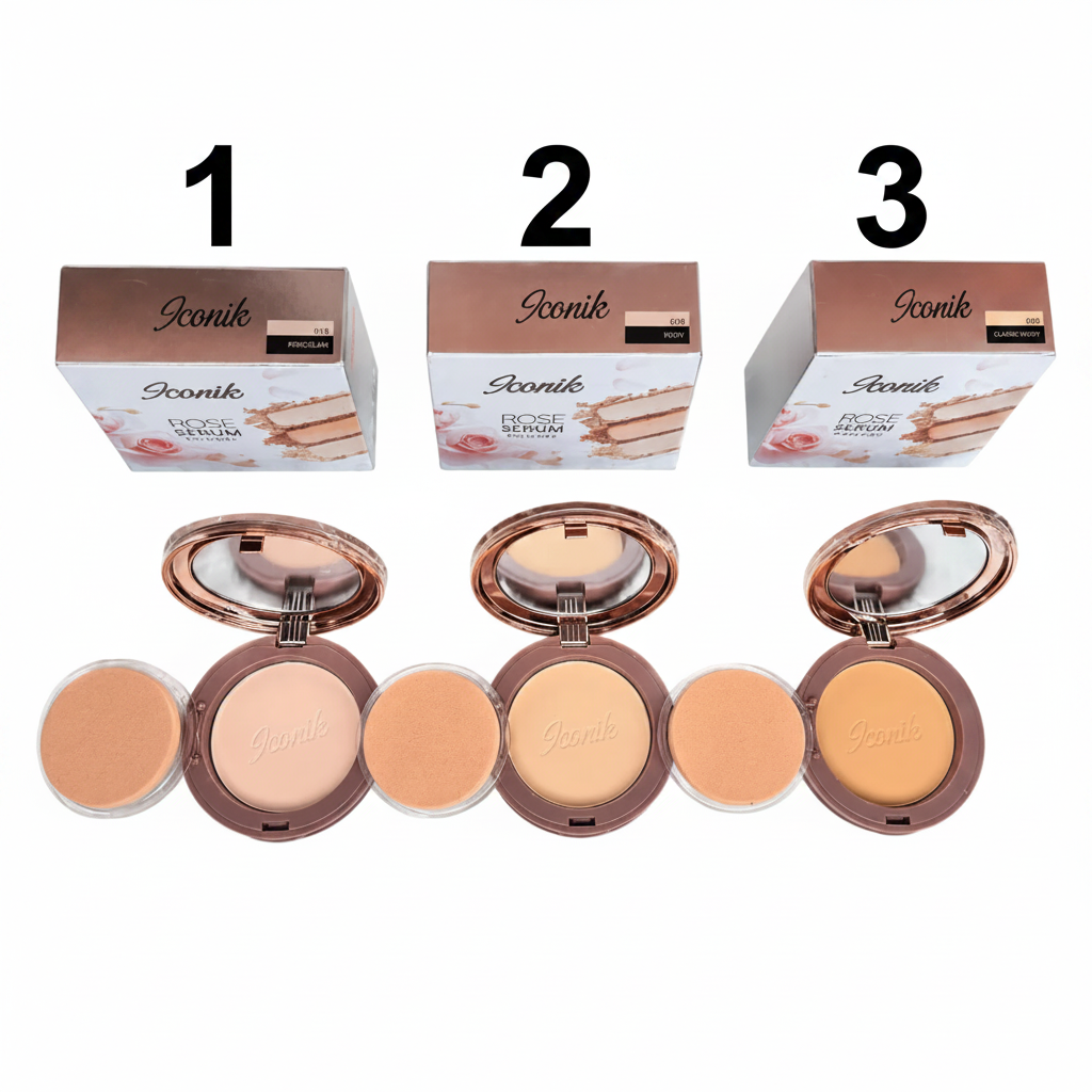 Iconik Rose Serum Matte Powder Foundation Compact