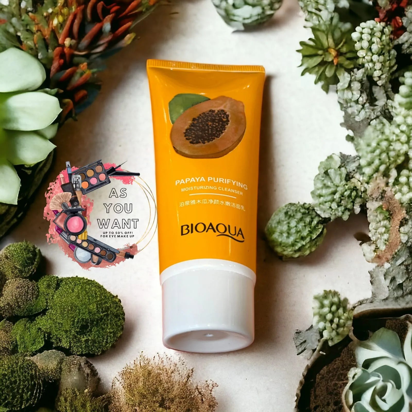 BIOAQUA Papaya Face Wash Moisturizing Shrink Pore Face Wash Foam Facial Cleanser - 100g