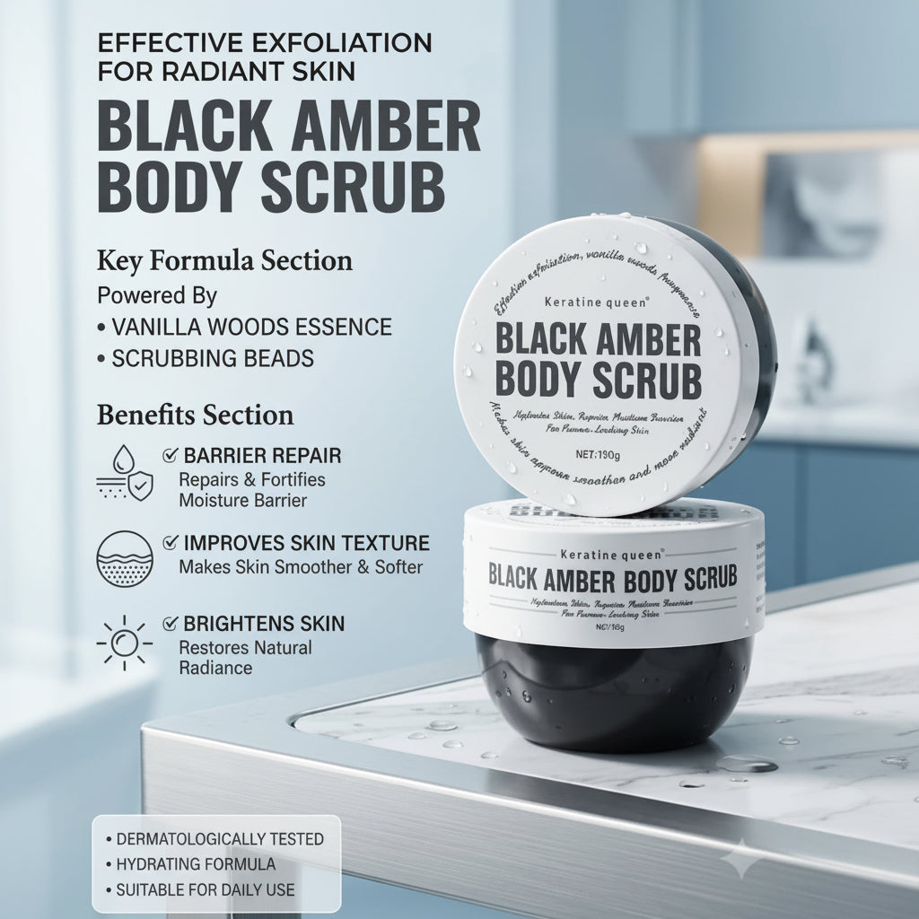 Keratine Queen Black Amber Body Scrub  - 150g