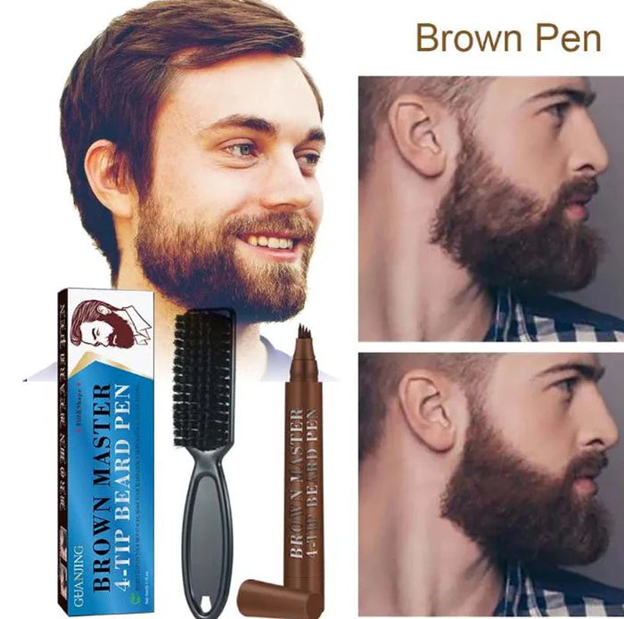GUANJING Colors Men Waterproof Beard Filler 4 Tip Beard Filler Beard Filler Pen Kit - 5ml