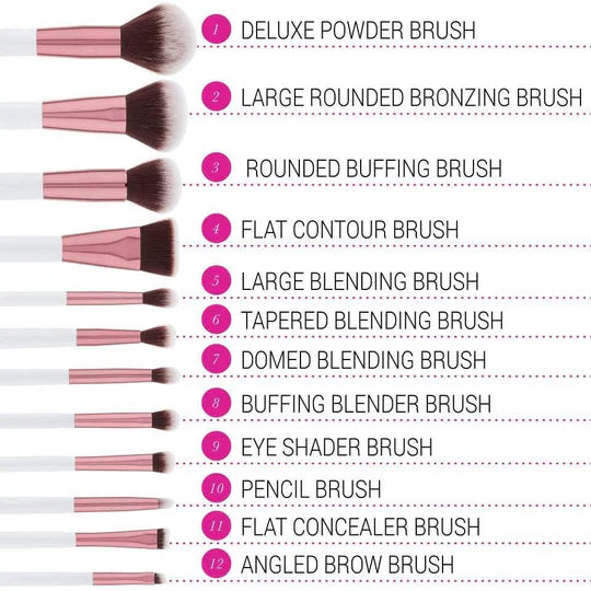 BH Cosmetics Crystal Quartz - 12 Piece Brush Set And Bag