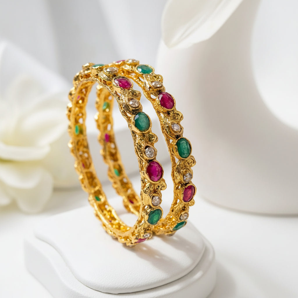 Indian Bangles Set – 2 Pcs | Maroon & Green