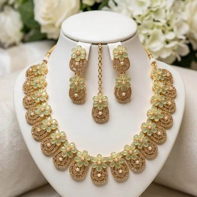 Floral Cubic Zirconia Jewelry Set