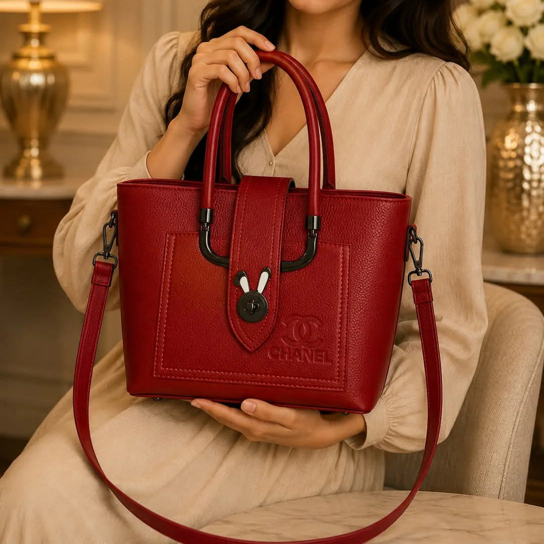 CHANEL Textured Leather Tote Handbag