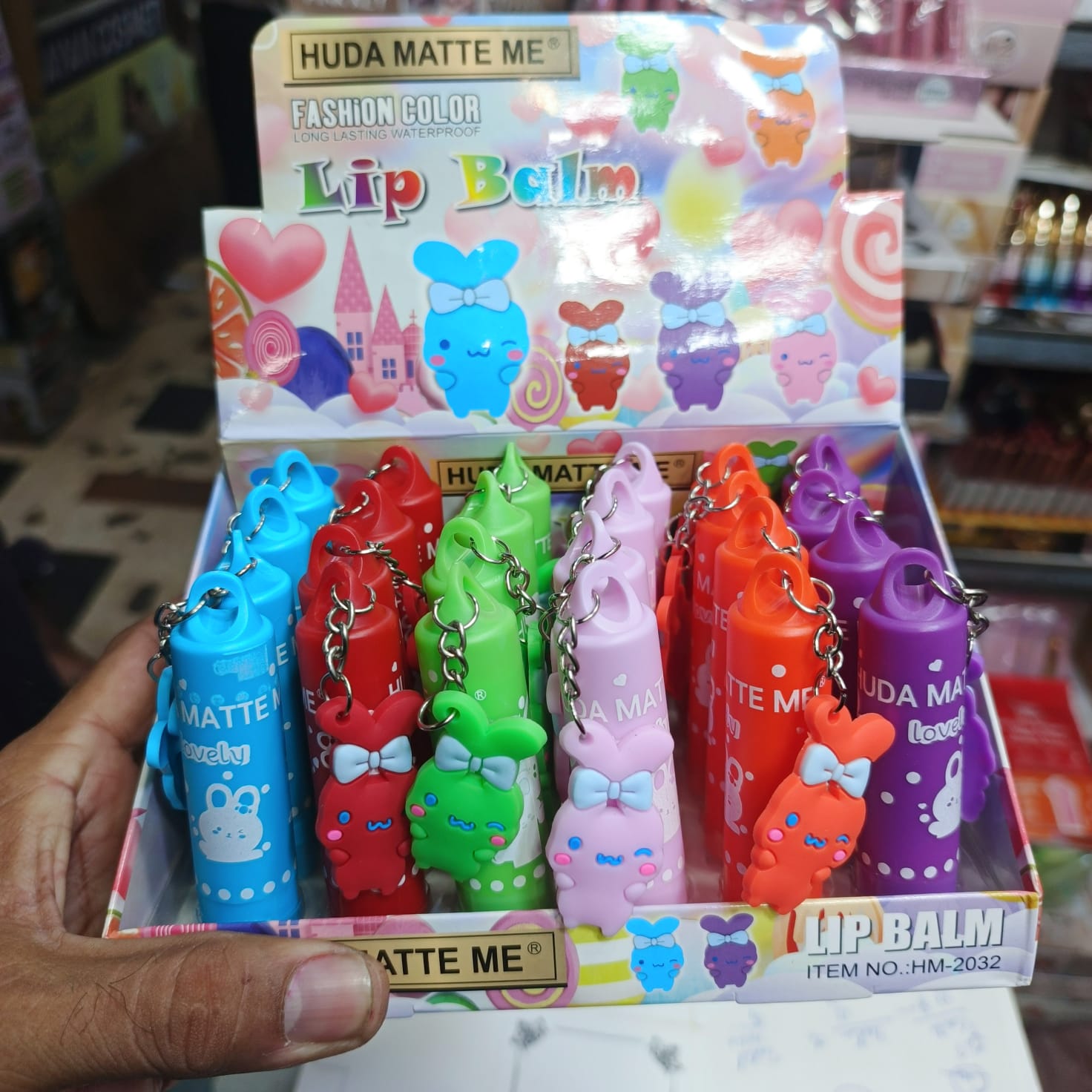 Huda Matte Me Cartoon Keychain Lip Balm
