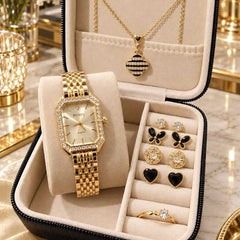 Richel Luxury Women's Quartz Watch and Clover Jewelry Gift Set - WIth Box