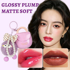 HUES QUEEN 2-in-1 Lip Gloss & Matte Lip Color with Keychain
