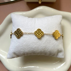 Gold-Plated Stainless Steel Clover Bracelet