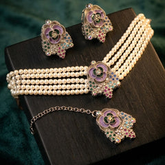 Floral Trending Choker Necklace Set – Luxury Oxidized Design