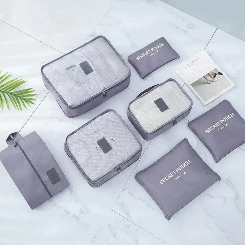 Portable Luggage Organizer Cubes & Toiletry Pouch - 6 Pcs