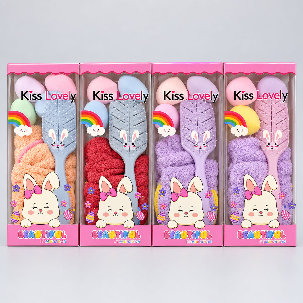Kiss Lovely Sweet Dreams Facial Beauty Brushes and Sponge Set