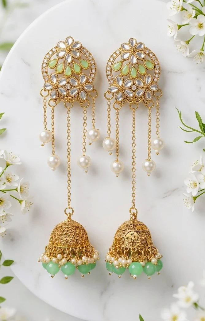 Kashmiri Long Jhumki Earrings – Luxury Style