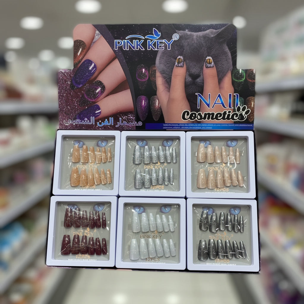 Pink Key Artificial Press-On Nails