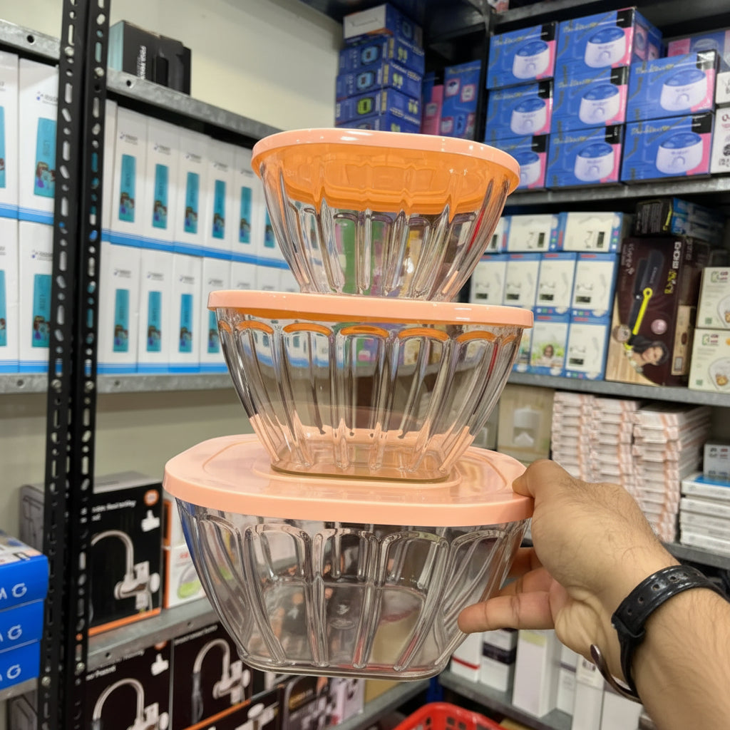 Bowls set with plastic lids - 3 Pcs