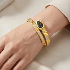Gold Plated Snake Bangle Watch