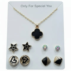 Black Clover Necklace and Earring Set