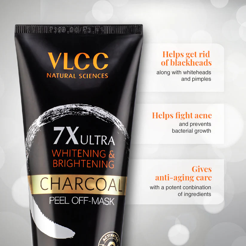 VLCC 7X Ultra Whitening and Brightening Charcoal Peel Off Mask - 100ml
