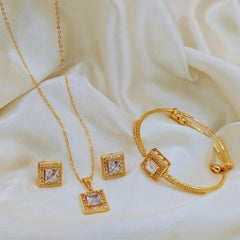 Gold Plated Square Zircon Jewelry