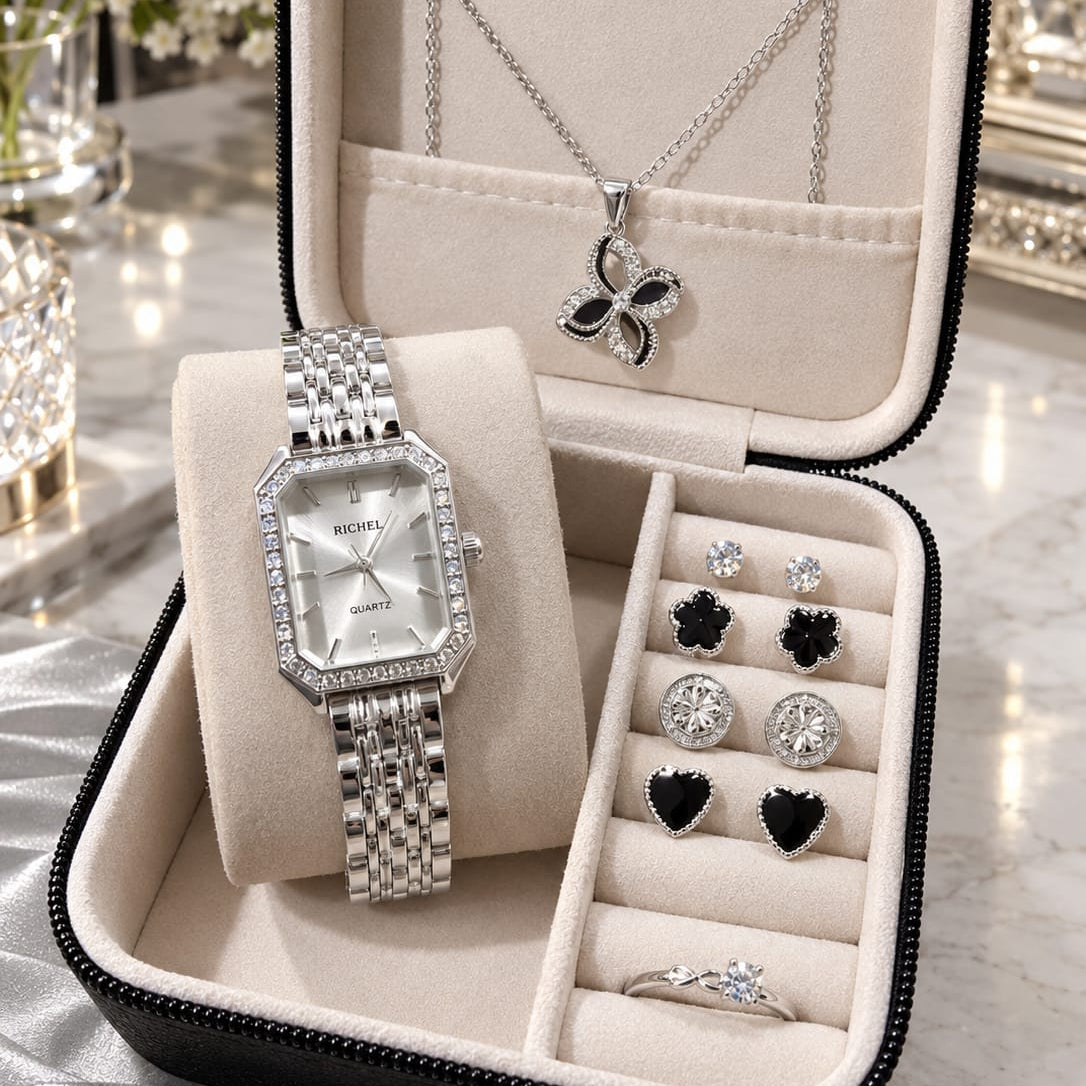 Richel floral/clover women's watch &  jewelry gift set - With Box