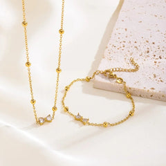 Gold Zircon Bow Jewelry Set