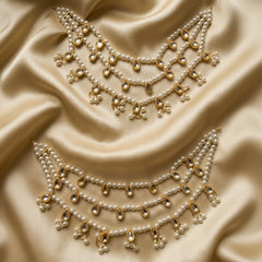3 Lines  Kundan and pearl Latkan Saharay