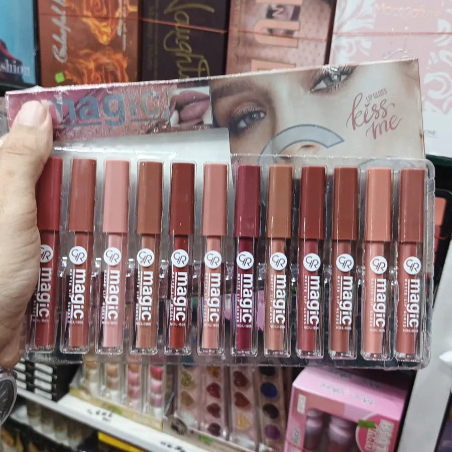 Quden Rose Soft And Matte Lip Gloss - 12 Pcs Set