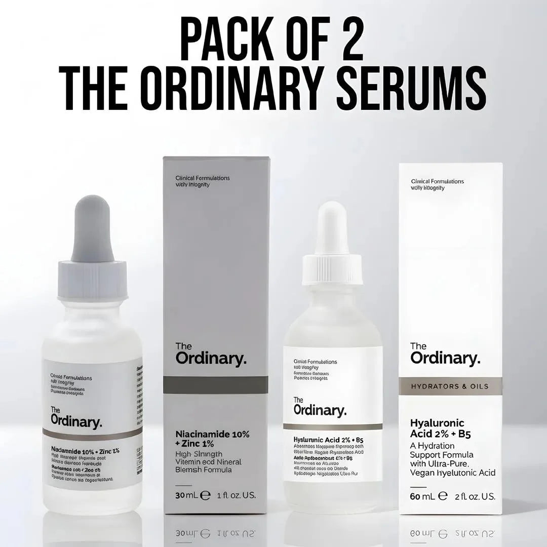 The Ordinary Niacinamide & Hyaluronic Acid Serum Set - Pack of 2