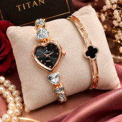 Fancy Beautiful Steel Chain Bracelet and Watch 2-Piece Deal for Her - With Normal Box