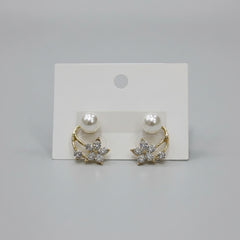 Stainless Steel Ethereal Pearl & Crystal Bloom Earings - Each Pair