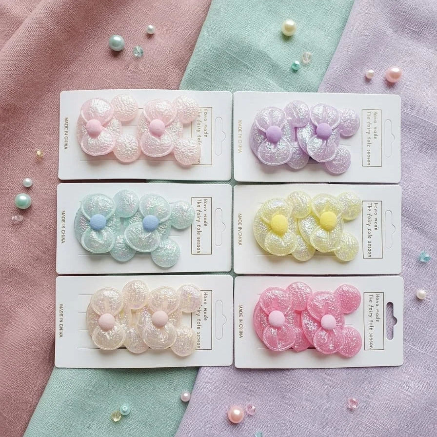 Cute Glitter Bow & Bear Hair Clip - Each