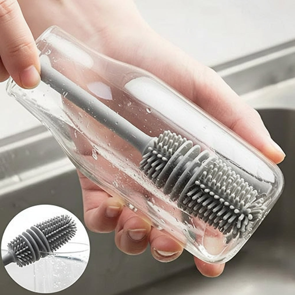Silicone Brush for Bottle Feeder Brush, with 13" Long Handle for Water Bottles