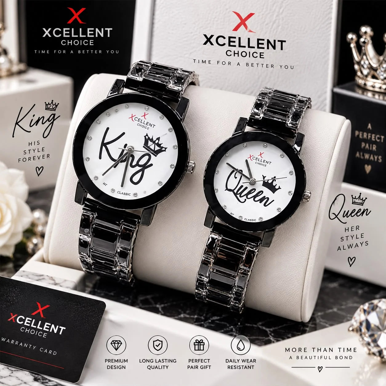 Xcellent Choice King & Queen Couple Watch