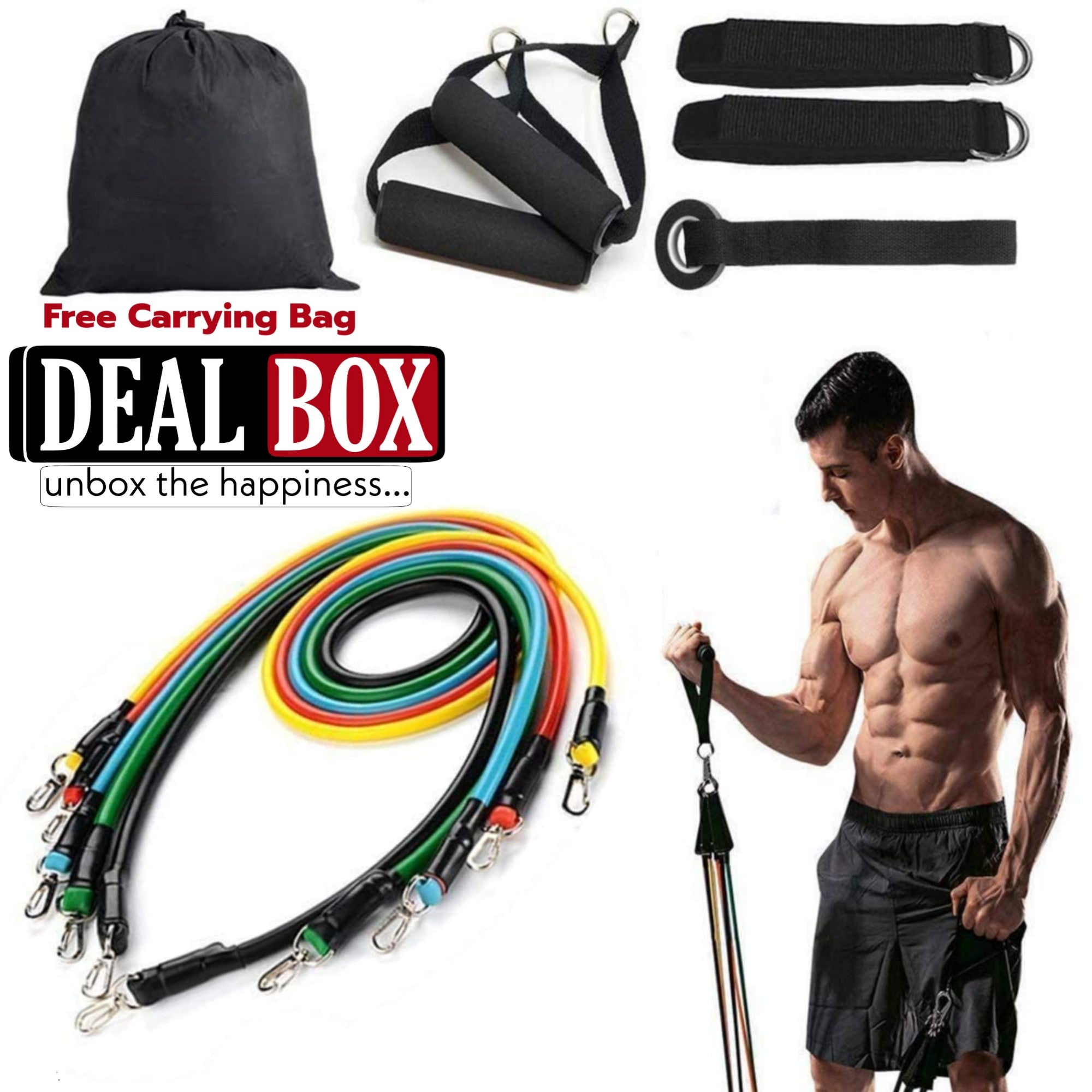 11-Pcs set of Power Resistance exercise bands (BD-303) - for home workouts