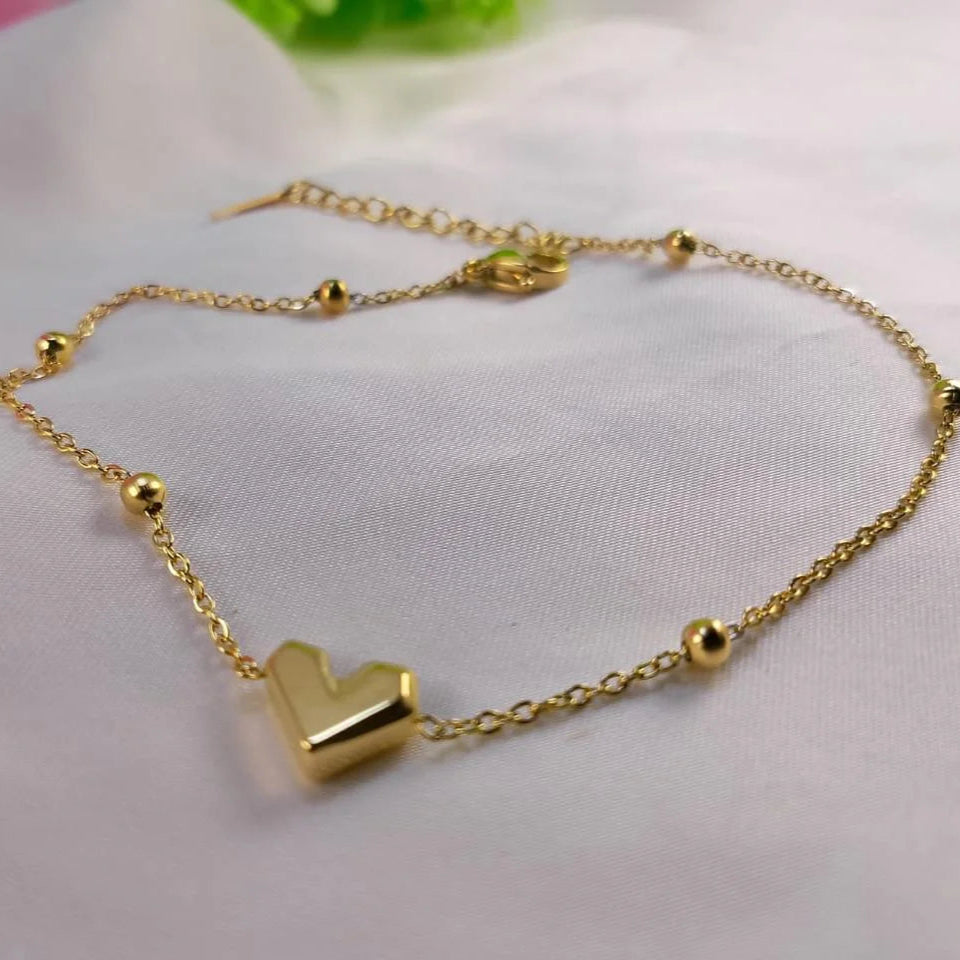 Stainless Steel Gold Plated Heart Chain