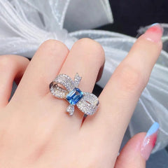 Ribbon Bow Gemstone Ring - Each