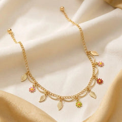 Stainless Steel double-layer bohemian gold-tone anklet - Each
