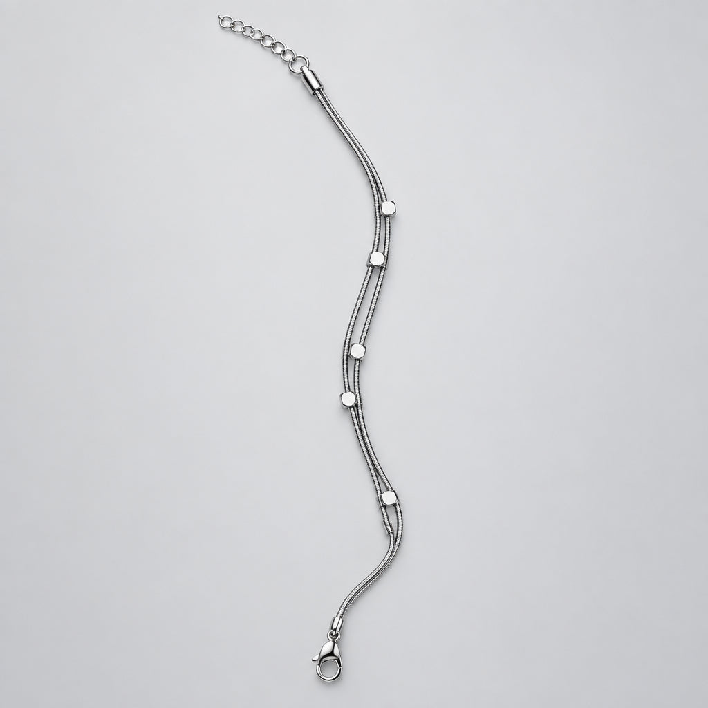 Sterling Silver Double Chain Bracelets for Women