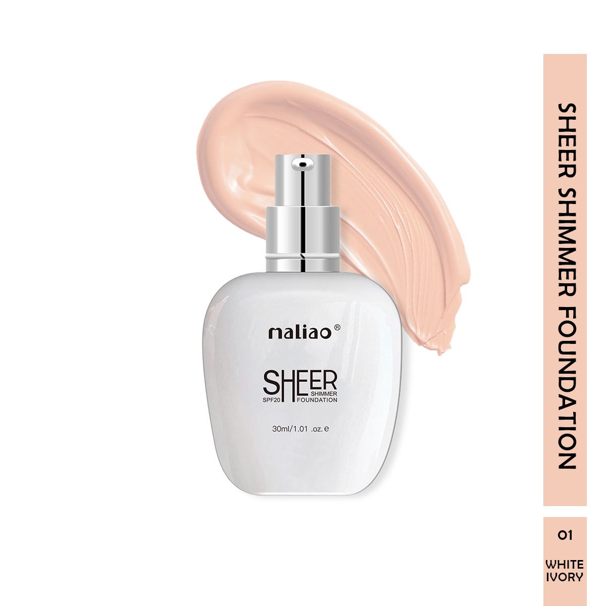 Maliao Sheer Shimmer Foundation SPF 20 - Radiant Finish for Face Makeup