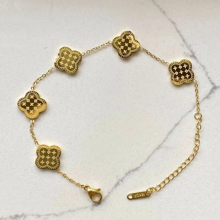 Gold-Plated Stainless Steel Clover Bracelet