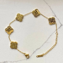 Gold-Plated Stainless Steel Clover Bracelet