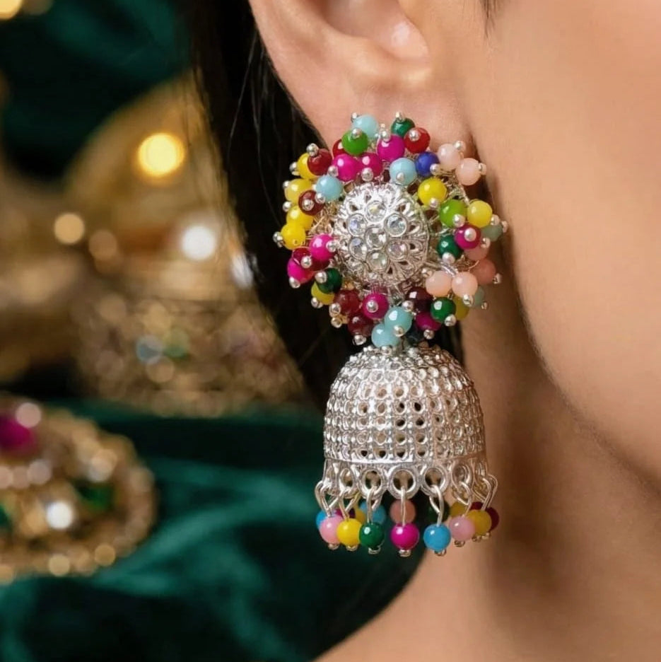 Silver Multi Color Jhumki