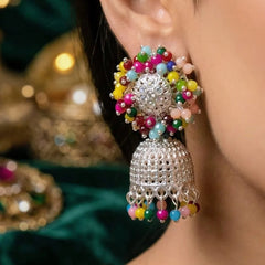 Silver Multi Color Jhumki