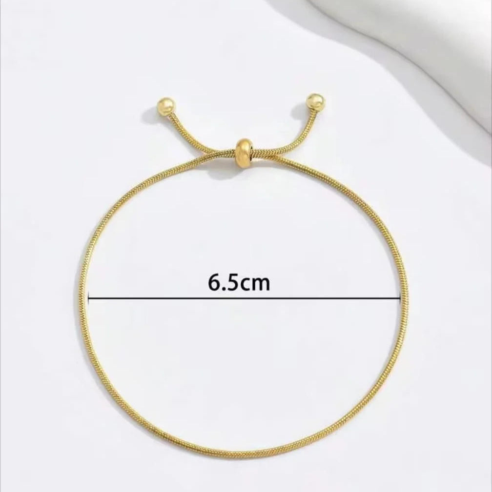 Gold Plated Adjustable Snake Chain Drawstring Bracelet